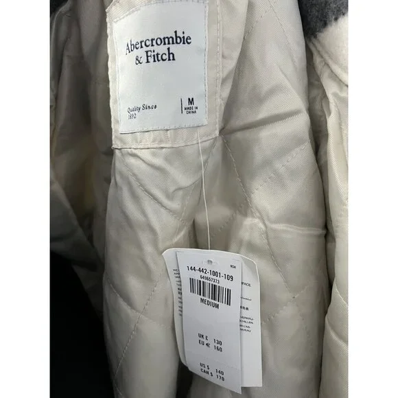 Abercrombie & fitch Oversized Jacket Women M Black White Buffalo Plaid Shacket - Picture 8 of 9